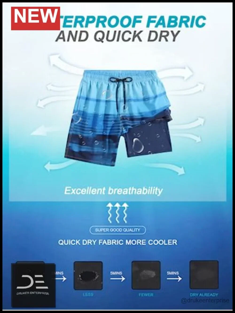 Men's Quick Dry Swim Trunks Compression Liner 2 in 1 Swimsuit